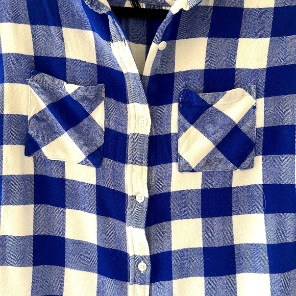 Rails Womens Sleeveless Blue Check Button Down Shirt Sz Small Coastal Preppy - Picture 5 of 10